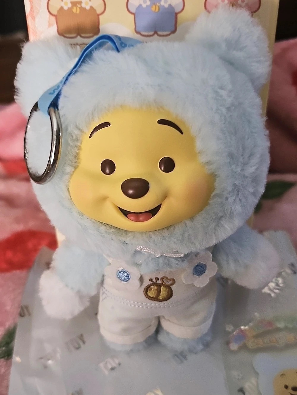 Disney Winnie the Pooh Minnie the Pooh Candy Bear Blue & White Plush Keychain